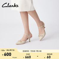 Clarks其乐紫罗兰系列女鞋春夏尖头包头一字带高跟凉鞋 乳白色 261714314 39.5