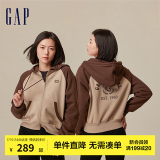 Gap【明星同款】Gap女装秋冬款天鹅绒卫衣756357加绒连帽衫 奶咖色 170/96A(M)