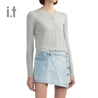 it KANGOL女装合身针织开衫2024夏季简约大方纯色薄外套KL03M