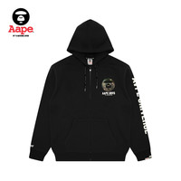 Aape男装秋冬猿颜交叉骨印花连帽拉链加绒卫衣外套A330XXL