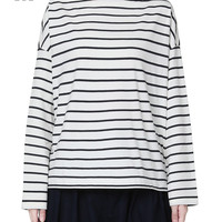 it :CHOCOOLATE女装长袖t恤休闲日常宽松条纹上衣1678XFH