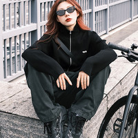 it izzue女装合身拉链针织衫休闲秋季甜酷时髦薄毛衣4502F3L