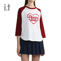 it :CHOCOOLATE女装插肩袖拼色T恤2024春季青春时尚1852XSM