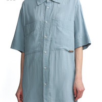 it izzue女装短袖衬衫夏季日常简约宽松排扣上衣8344U2I