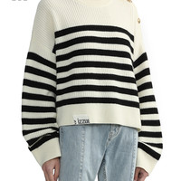 it izzue女装条纹针织衫休闲秋季时尚随性宽松毛衣4110F3L