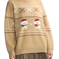 it :CHOCOOLATE女装圆领针织衫冬季可爱文艺毛衣4644XFJ