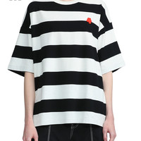 it :CHOCOOLATE女装落肩t恤休闲宽松美式活力条纹重磅T恤1693XSI