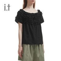 it b+ab女装大圆领短袖上衣2024夏季随性时尚纯色上衣237AIM