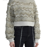 it MURUA女装短款圆领针织衫2024春季时髦复古薄毛衣3626008L