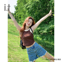 it b+ab女装牛仔短裤休闲夏季甜酷街头复古毛边短裤106AJK