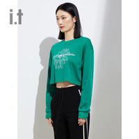 it b+ab女装合身短款圆领卫衣2024春夏时尚活力露脐印花上衣