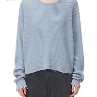 it MURUA女装长袖针织衫冬季慵懒破损设计宽松毛衣0023J