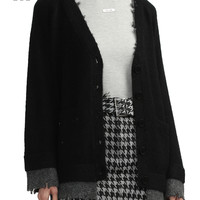 it b+ab女装假两件叠层拼色针织开衫休闲冬季时尚气质W409AJL