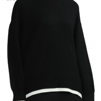 it b+ab女装圆领针织衫冬季时髦简洁假两件叠层毛衣3222I