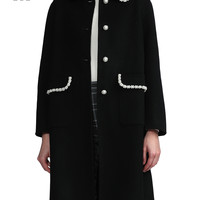 it b+ab女装毛呢大衣冬季优雅气质精致珠饰长外套1251IH