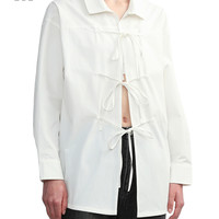 it vesta pink女装宽松系带长袖衬衫2024春季优雅甜美110AM