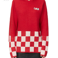 it ccaabb女装连帽针织衫秋季休闲活力棋盘格毛衣3112F2M