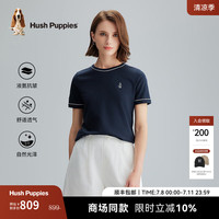 Hush Puppies暇步士女装夏季休闲舒适短袖圆领衫 墨蓝色 XL