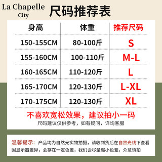 La Chapelle City拉夏贝尔纯棉白色中长短袖T恤女春夏2024宽松百搭减龄上衣女 雾霾蓝-冰中少女 M