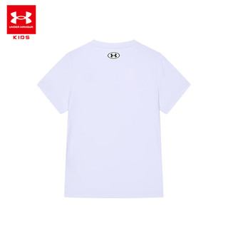 安德玛（Under Armour）童装男童速干t恤夏季儿童衣服短袖上衣男大童纯色运动装222116688 白色 150cm