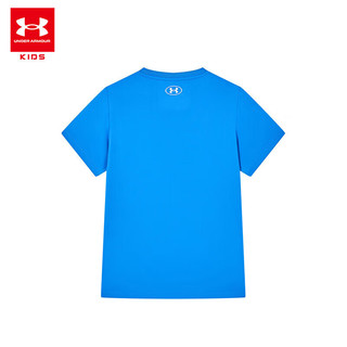 安德玛（Under Armour）童装男童速干t恤夏季儿童衣服短袖上衣男大童纯色运动装222116688 蓝色 150cm