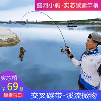 盛河 小驹实心马口竿UL软调路亚竿碳素白条竿直枪柄杆水滴轮套装