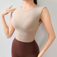 Mitaogirl性感露背背心女短款固定杯瑜伽服收腰显瘦运动上衣