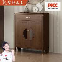 智新木王新中式实木鞋柜家用门口大容量储物柜客厅入户玄关靠墙一体收纳柜