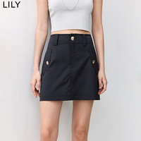 丽丽 LILY2024夏日常基础百搭简约短裙户外都市A字高腰显瘦半身裙 510黑色 S