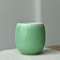 涵青堂 龙泉青瓷六色杯马克杯陶瓷家用茶杯创意简约会议茶杯办公杯功夫茶具大号 150ml 弟窑梅子青
