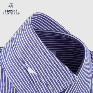 布克兄弟（BrooksBrothers）男士24早秋免烫supima棉竖条纹正装衬衫 5003-紫色 14/2/H