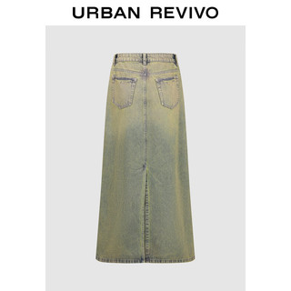 URBAN REVIVO 女士复古废土风休闲洗水牛仔半裙 UWH840110 姜黄色 L