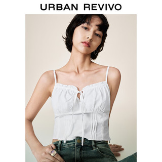 URBAN REVIVO 女士甜美少女感休闲花边系带吊带衫 UWL240059 本白 S