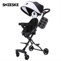 SNZESKE品牌高景观婴儿车遛娃婴儿轻便折叠手推车经典蛋壳式座椅 熊猫全棚