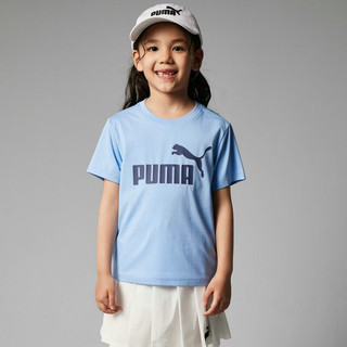 彪马（PUMA）儿童T恤男女中大童夏季短袖T恤简约洋气休闲圆领印花童装衣服 冰蓝 170cm