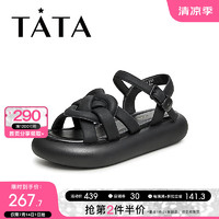 他她（TATA）奈美兔联名膨然心动沙滩凉鞋女厚底夏季GDD01BL3 黑色 37