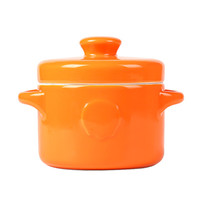 泥火匠陶瓷橘子橙1000ml双盖隔水炖盅大号猪油罐辅食鸡蛋羹燕窝鸽子汤盅