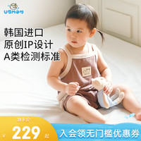 UBMOM韩国儿童春秋衣服宝宝外出连体衣爬服纯棉婴儿吊带全棉连体衫 Mongblanc吊带连体衣 90码