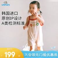 UBMOM韩国儿童春秋衣服宝宝外出连体衣爬服纯棉婴儿吊带全棉连体衫 Sunny吊带连体衣 90码