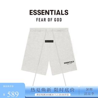 FEAR OF GOD ESSENTIALS 植绒LOGO系列棉质短裤CLASSIC美式高街潮牌经典简约大气时尚 青黑色 XL