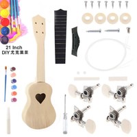 时笙组装尤克里里diy小吉他手工制作自制乐器材料包彩绘绘画涂鸦木质 心形（21寸套餐二）