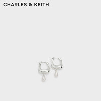 CHARLES&KEITH24秋季月光谧语时尚高级法式珍珠挂坠耳环CK5-42120408 Silver银色 R