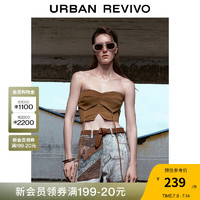 UR【UR设计师系列】2024秋季女装抹胸罩衫衬衫UWA240009 咖棕 XS