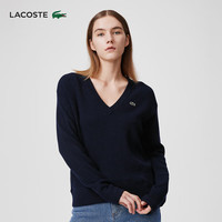法国拉科斯特 LACOSTE女装潮流休闲V领长袖针织衫毛衣衫女AF9554 166/藏青 32/150