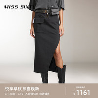 MISS SIXTY2024秋季长裙女美式工装风口袋斜开衩设计感性感风 黑色 XS