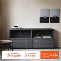 NORHOR北欧表情中古复古/新加坡乔特/记录者玻璃移门抽屉收纳柜餐边柜Z 深灰色长虹玻璃款 4门180x45x80cm