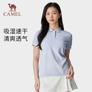 骆驼（CAMEL）运动polo衫春夏速干透气短袖上衣T恤女 724BAUL008 锦瑟灰,女 S