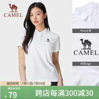 骆驼（CAMEL）运动polo衫春夏速干透气短袖上衣T恤女 724BAUL008 极地白,女 S