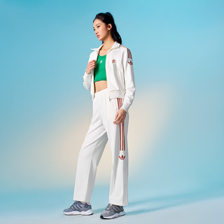 adidas复古风运动立领夹克外套女装阿迪达斯三叶草 亮白(选大一码) 2XL