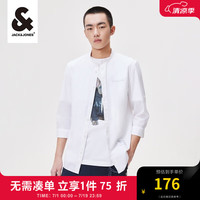 杰克·琼斯（JACK&JONES）春夏商务简约百搭七分袖纯棉衬衫衣服外套衬衣上衣潮流男装 雪白色-A06 175/96A/M
